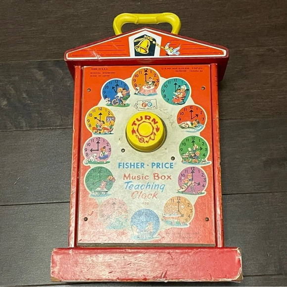 Vintage 1960s Fisher Price Music Box Teaching Clock - Picture 4 of 8